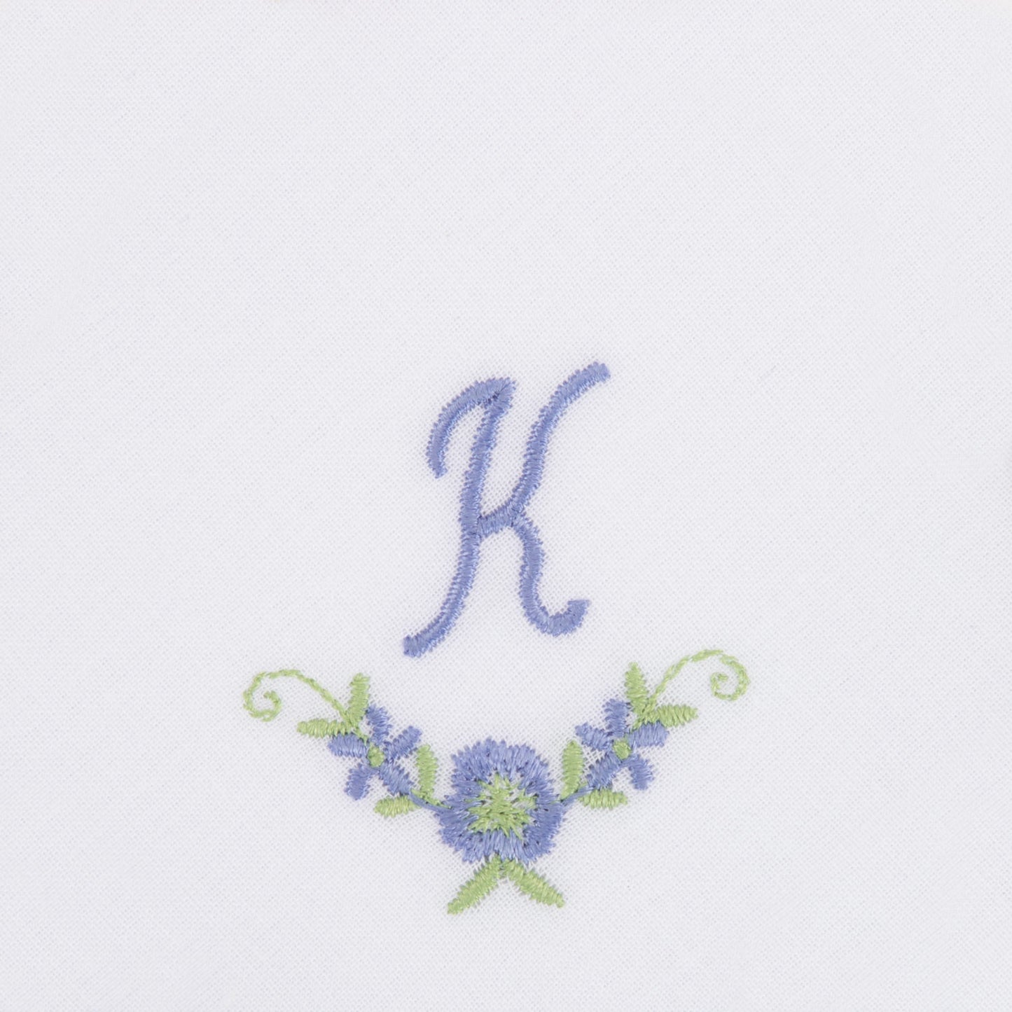 3 Stck Damen-Stofftaschentücher mit Monogramm bestickt - weisses Taschentuch mit blauen Stick