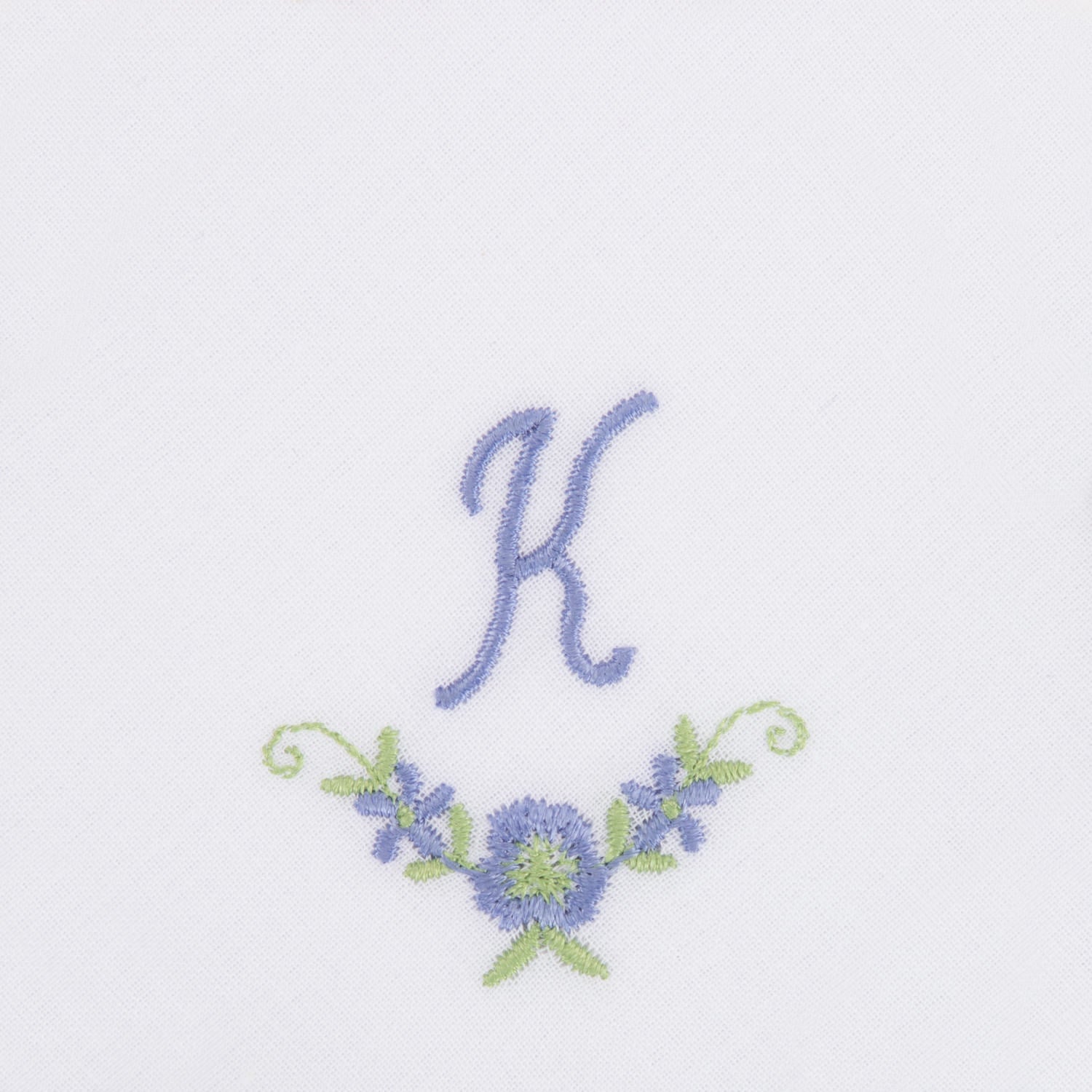 3 Stck Damen-Stofftaschentücher mit Monogramm bestickt - weisses Taschentuch mit blauen Stick