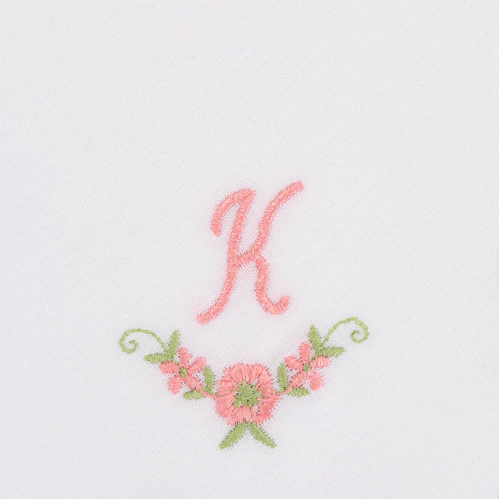 3 Stck Damen-Stofftaschentücher mit Monogramm bestickt - rosa Taschentuch mit rosa Stick