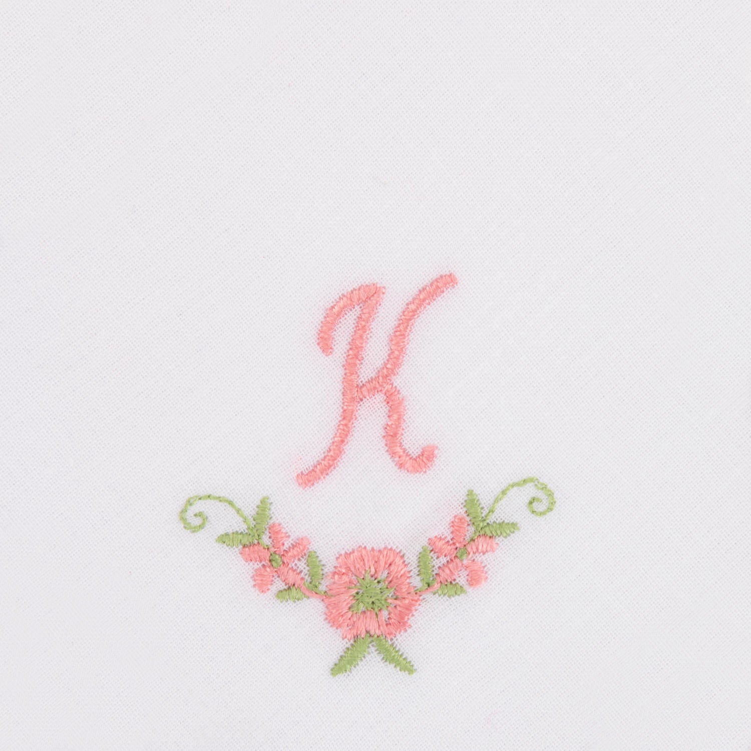 3 Stck Damen-Stofftaschentücher mit Monogramm bestickt - rosa Taschentuch mit rosa Stick