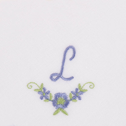 3 Stck Damen-Stofftaschentücher mit Monogramm bestickt - weisses Taschentuch mit blauen Stick