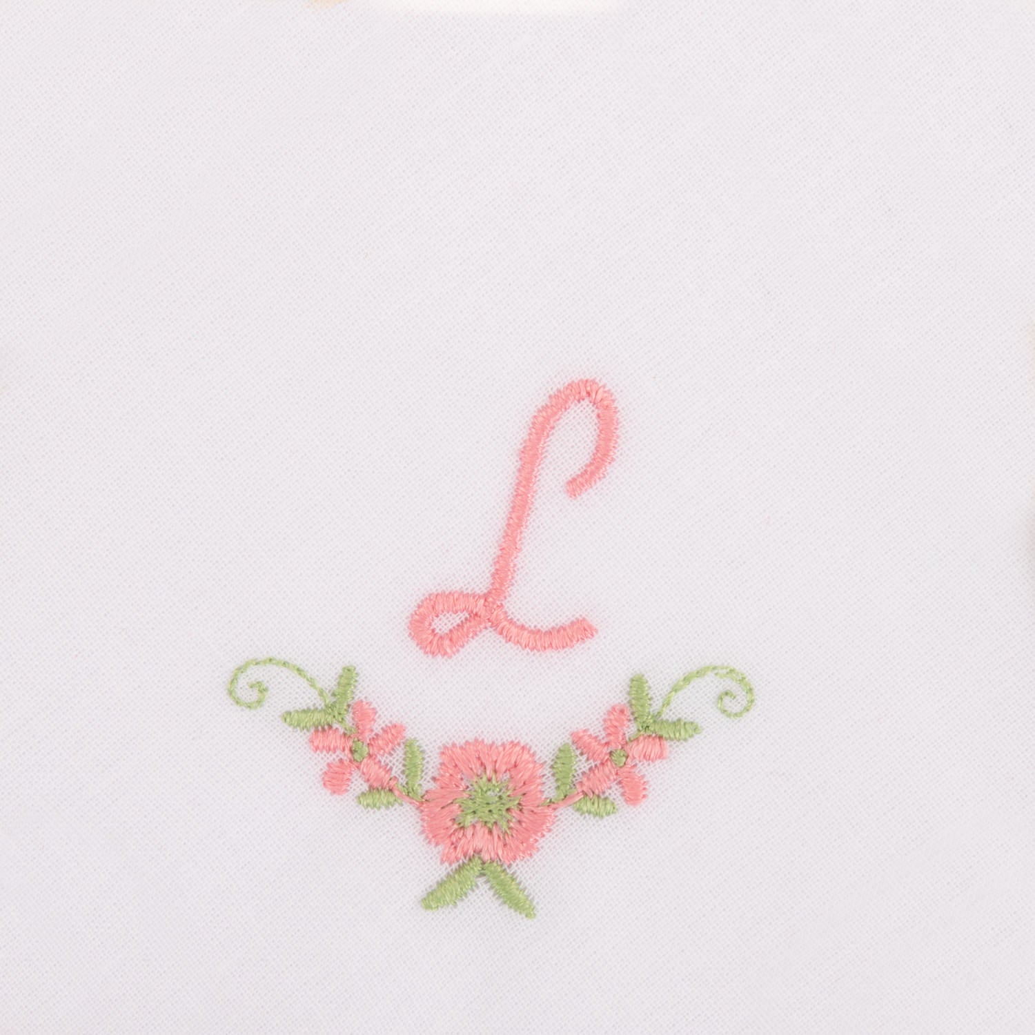 3 Stck Damen-Stofftaschentücher mit Monogramm bestickt - rosa Taschentuch mit rosa Stick