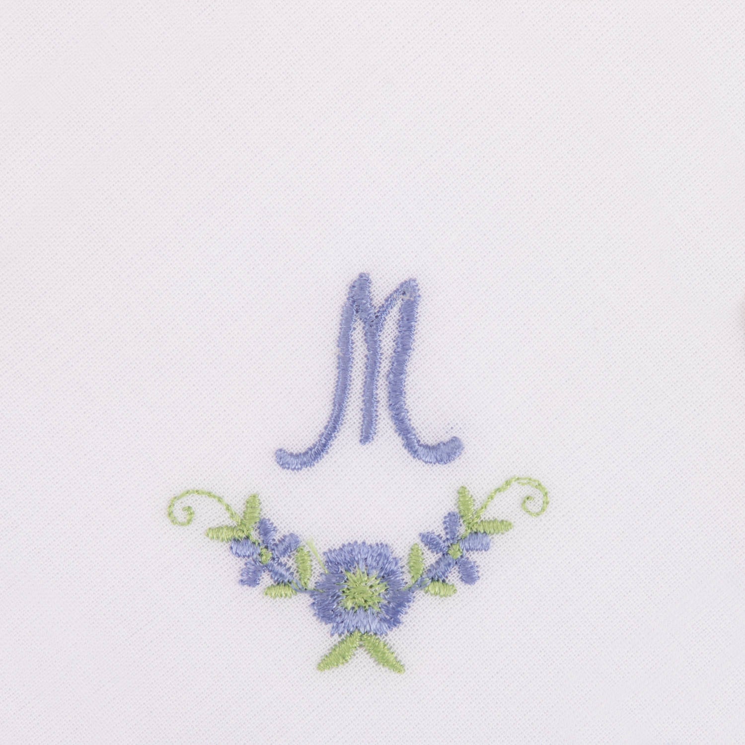 3 Stck Damen-Stofftaschentücher mit Monogramm bestickt - weisses Taschentuch mit blauen Stick
