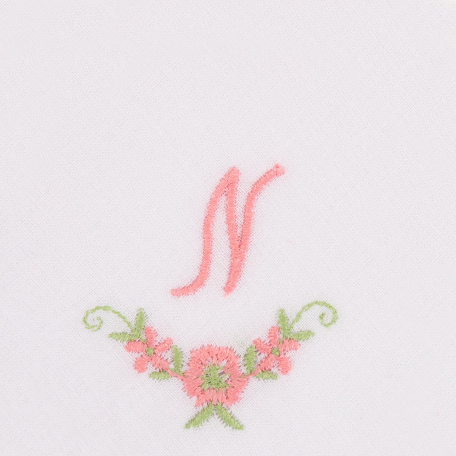 3 Stck Damen-Stofftaschentücher mit Monogramm bestickt - rosa Taschentuch mit rosa Stick