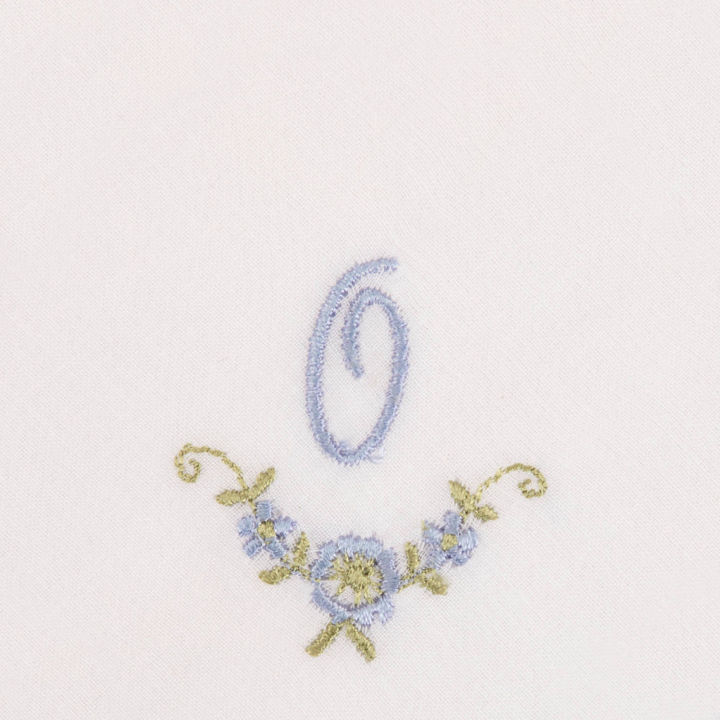 3 Stck Damen-Stofftaschentücher mit Monogramm bestickt - weisses Taschentuch mit blauen Stick