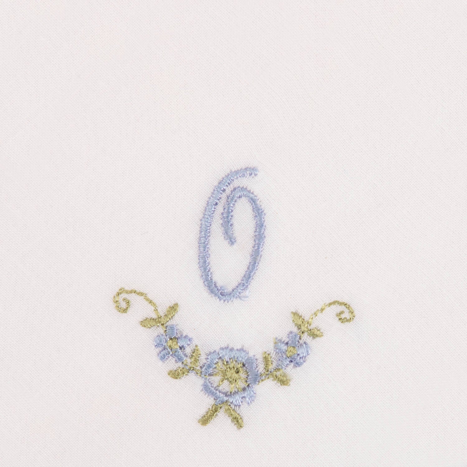 3 Stck Damen-Stofftaschentücher mit Monogramm bestickt - weisses Taschentuch mit blauen Stick