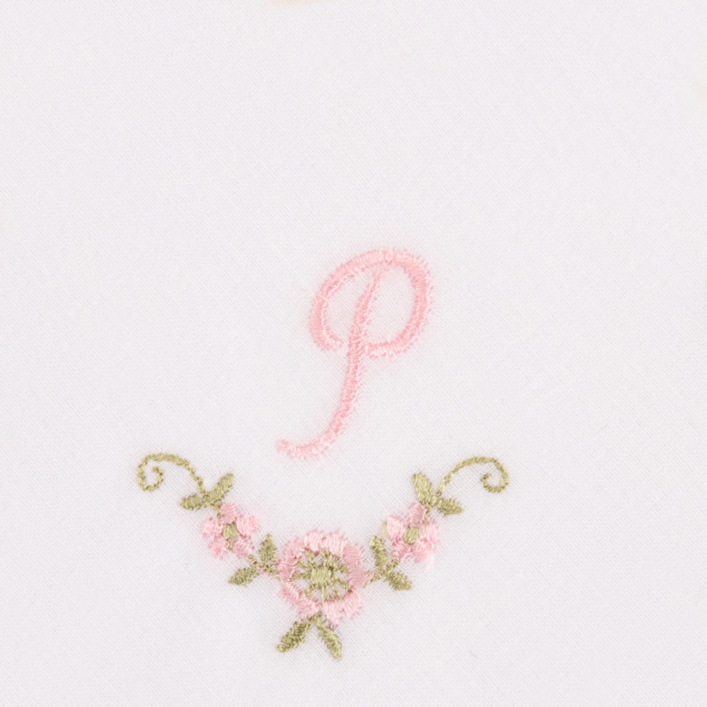 3 Stck Damen-Stofftaschentücher mit Monogramm bestickt - rosa Taschentuch mit rosa Stick