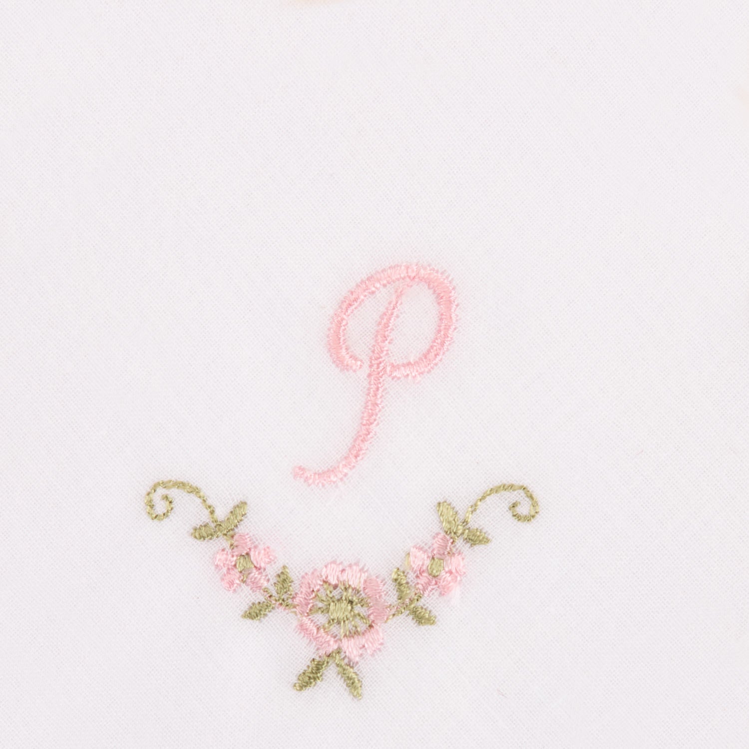 3 Stck Damen-Stofftaschentücher mit Monogramm bestickt - rosa Taschentuch mit rosa Stick