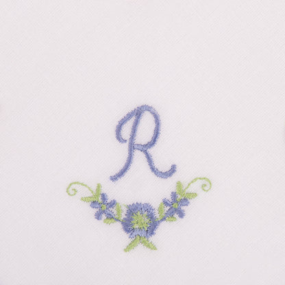 3 Stck Damen-Stofftaschentücher mit Monogramm bestickt - weisses Taschentuch mit blauen Stick
