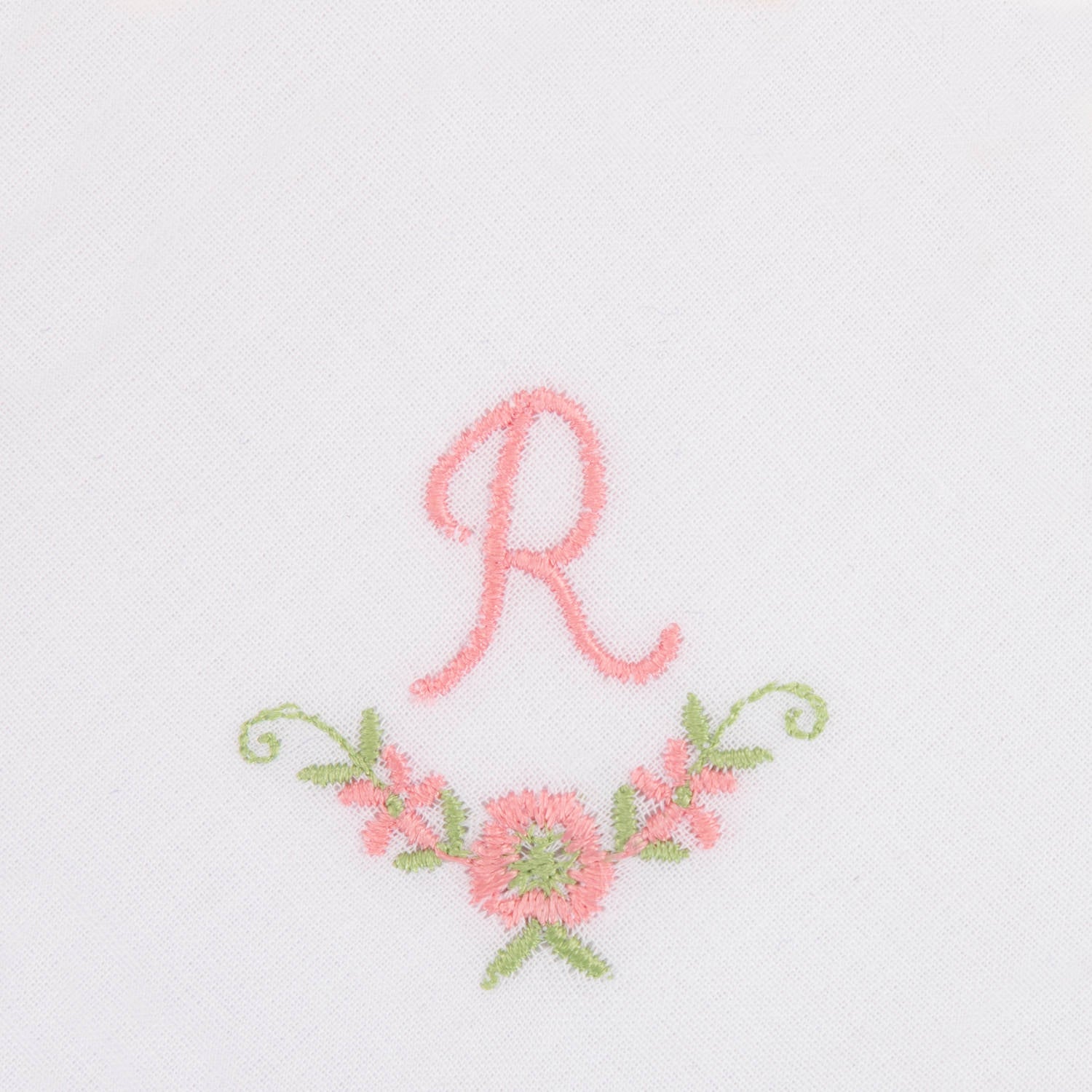 3 Stck Damen-Stofftaschentücher mit Monogramm bestickt - rosa Taschentuch mit rosa Stick