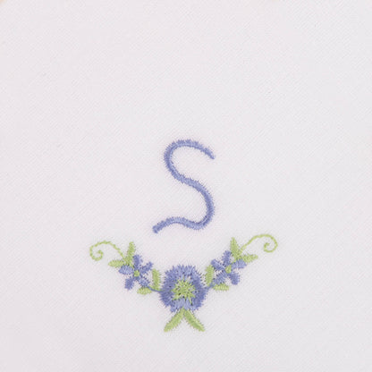 3 Stck Damen-Stofftaschentücher mit Monogramm bestickt - weisses Taschentuch mit blauen Stick