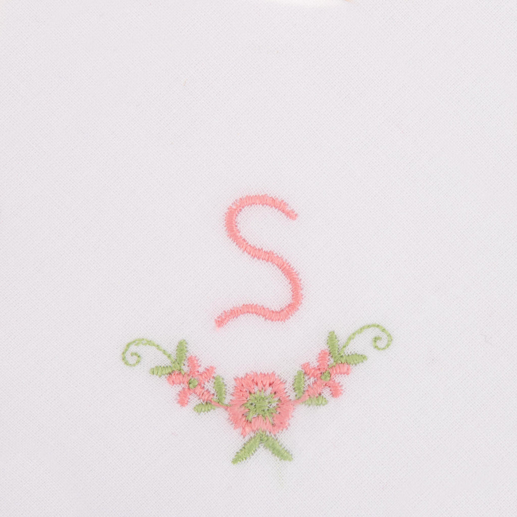 3 Stck Damen-Stofftaschentücher mit Monogramm bestickt - rosa Taschentuch mit rosa Stick