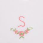 3 Stck Damen-Stofftaschentücher mit Monogramm bestickt - rosa Taschentuch mit rosa Stick