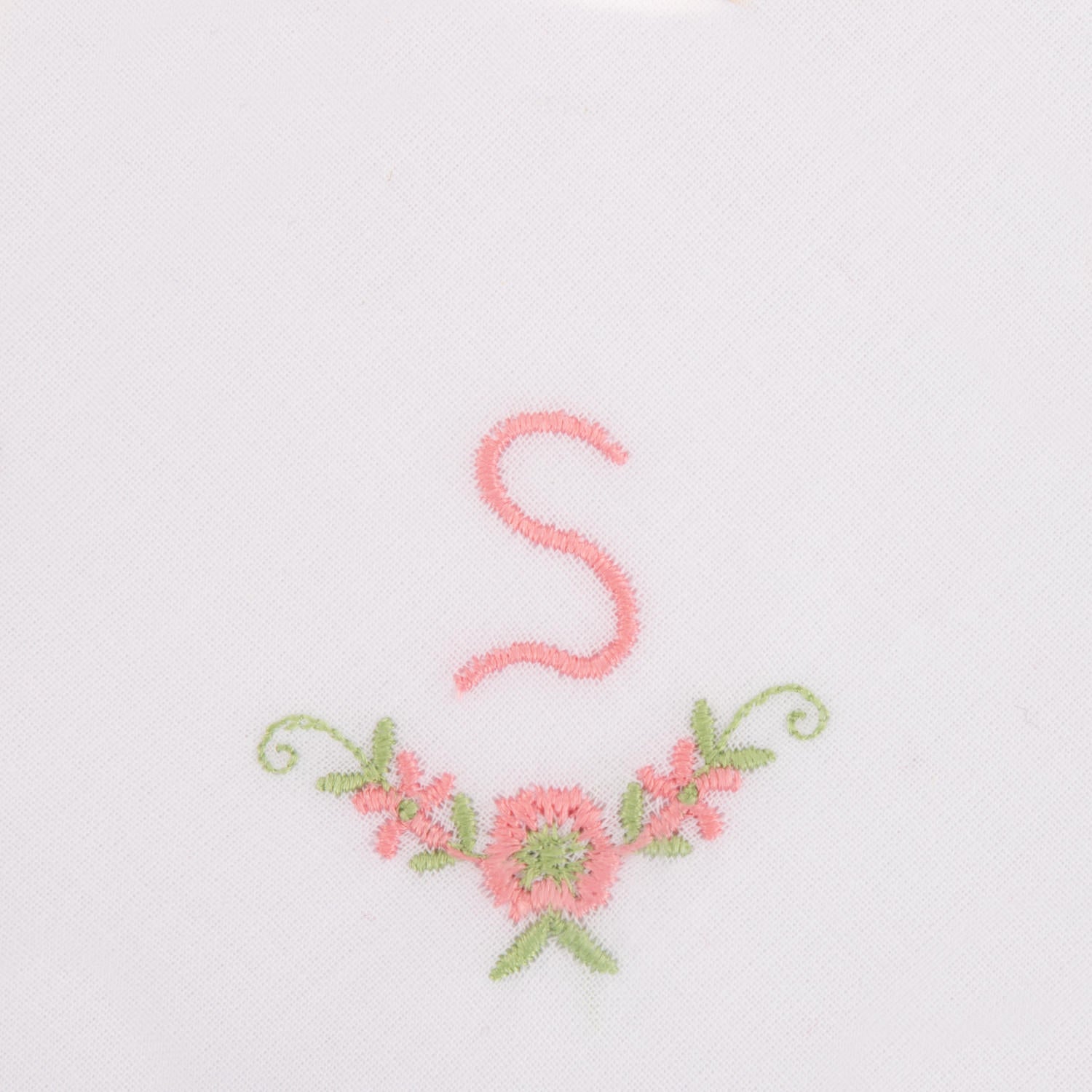 3 Stck Damen-Stofftaschentücher mit Monogramm bestickt - rosa Taschentuch mit rosa Stick