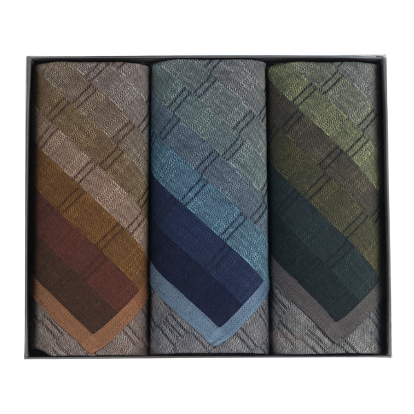 Edles 3er Set Jaquard-Taschentücher in Geschenkbox | 43x43cm
