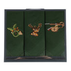 3er Set Geschenkbox | Herrentaschentücher mit Stick | Jagdmotiv 41x41cm