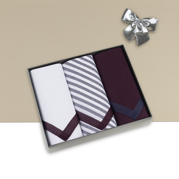 3er Set Geschenkbox | Herren-Stofftaschentücher | 43x43cm