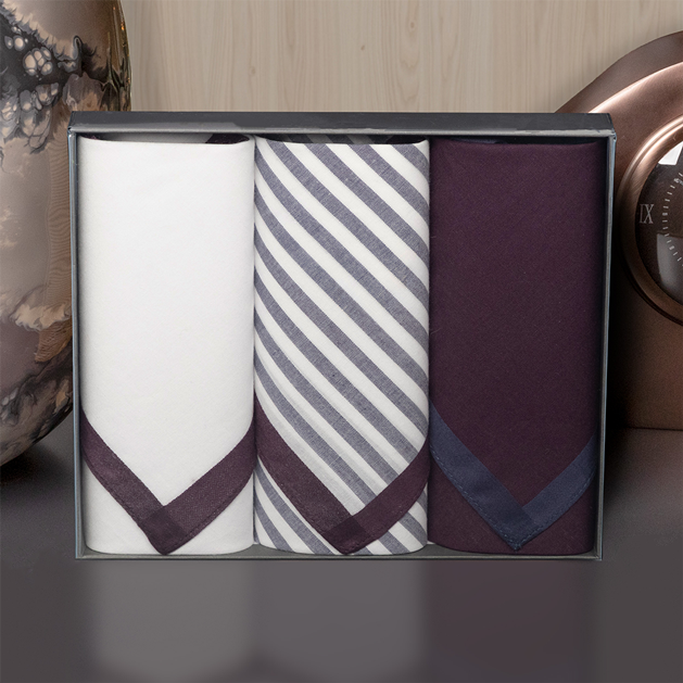 3er Set Geschenkbox | Herren-Stofftaschentücher | 43x43cm