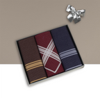 Edles 3er Set Geschenkbox | Herrentaschentücher mit Satinstreifen | 45x45cm