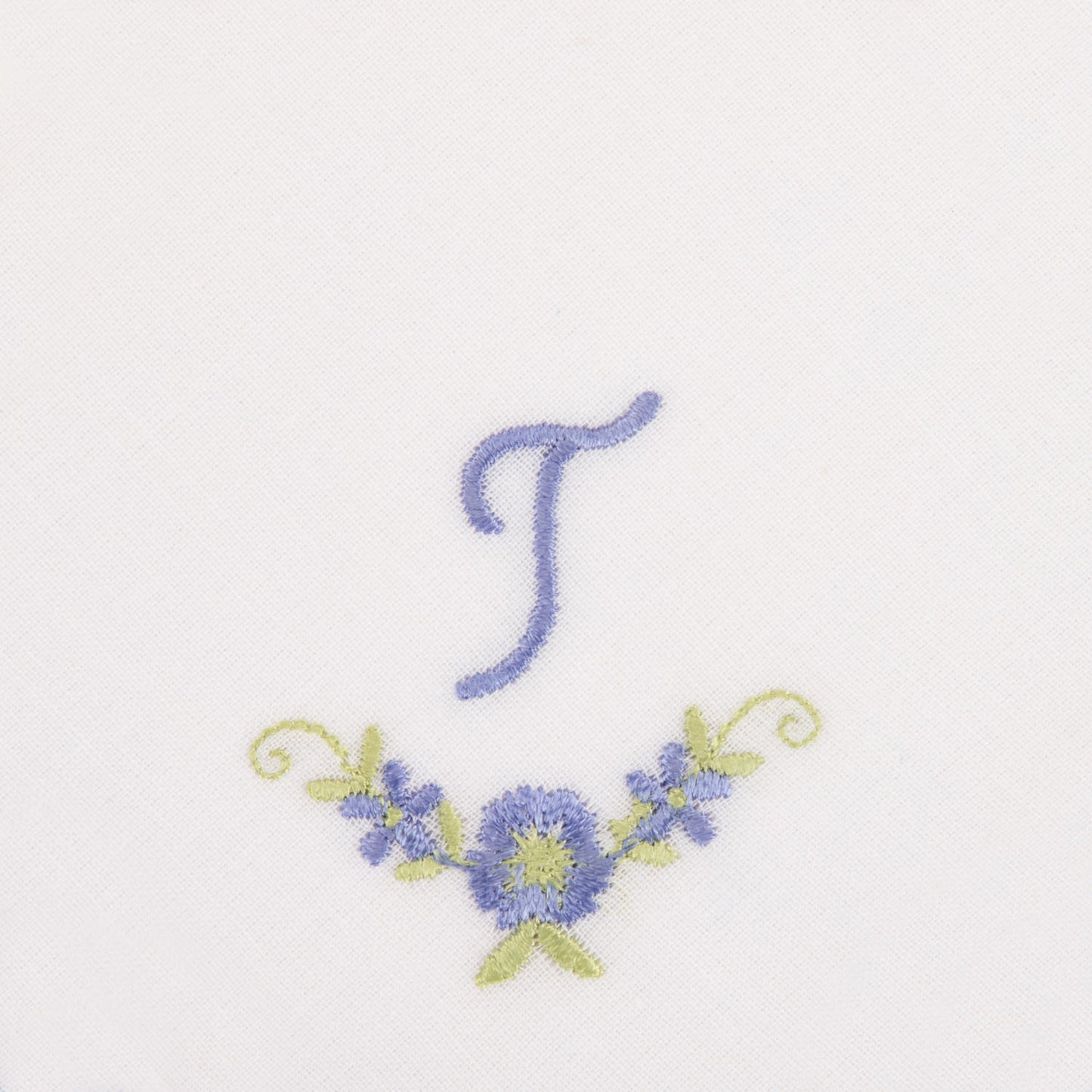 3 Stck Damen-Stofftaschentücher mit Monogramm bestickt - weisses Taschentuch mit blauen Stick