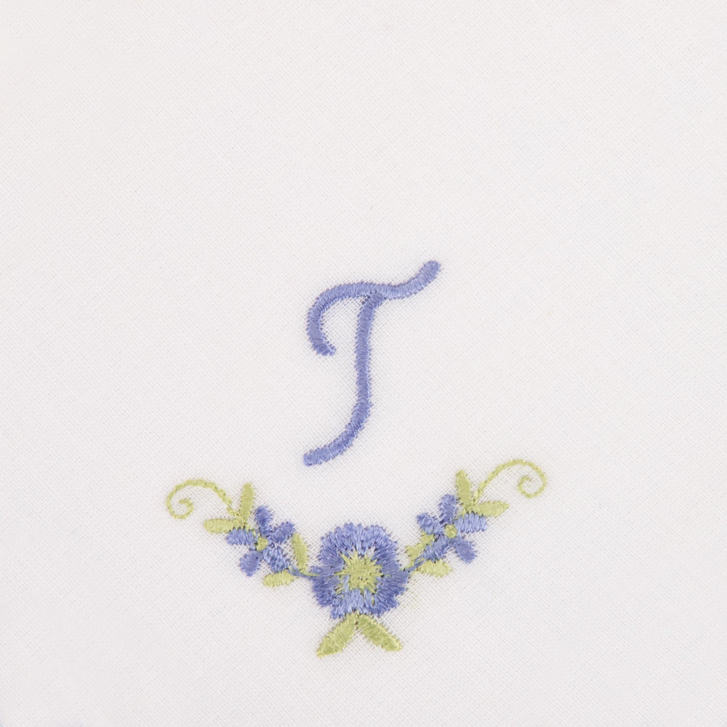 3 Stck Damen-Stofftaschentücher mit Monogramm bestickt - weisses Taschentuch mit blauen Stick