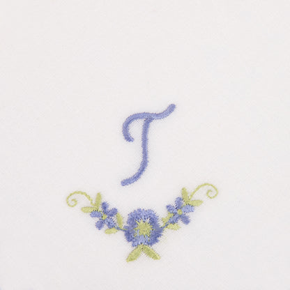 3 Stck Damen-Stofftaschentücher mit Monogramm bestickt - weisses Taschentuch mit blauen Stick