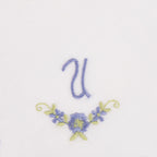 3 Stck Damen-Stofftaschentücher mit Monogramm bestickt - weisses Taschentuch mit blauen Stick