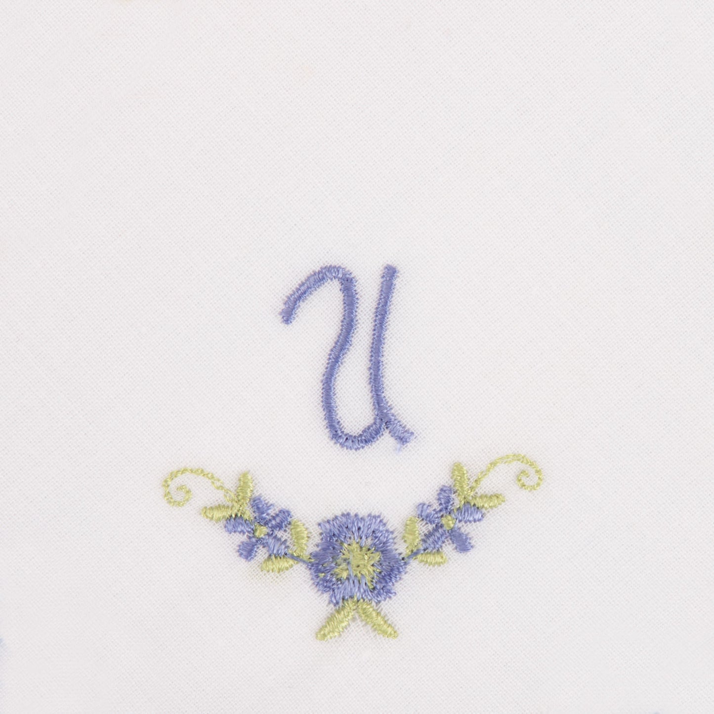3 Stck Damen-Stofftaschentücher mit Monogramm bestickt - weisses Taschentuch mit blauen Stick
