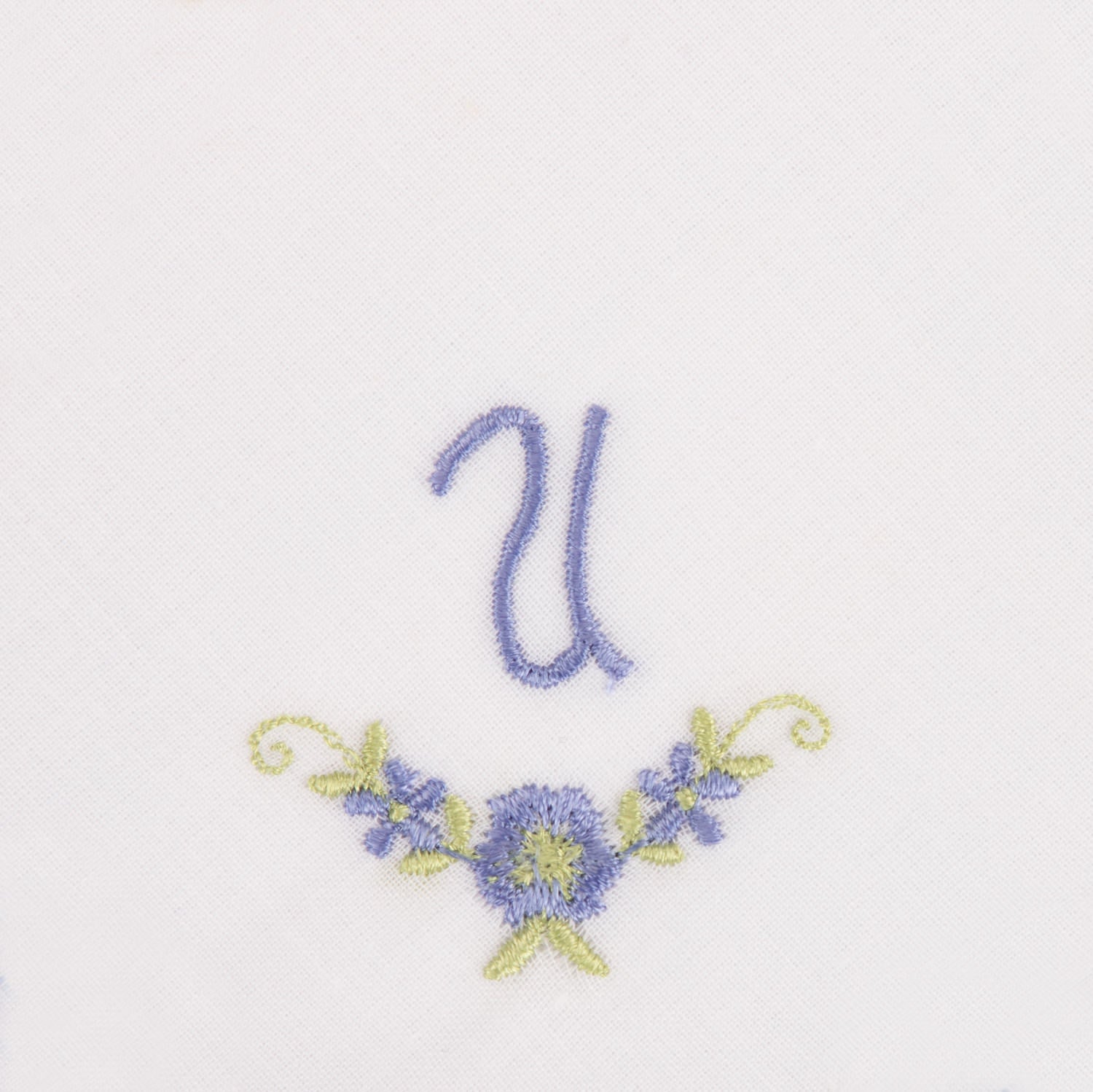 3 Stck Damen-Stofftaschentücher mit Monogramm bestickt - weisses Taschentuch mit blauen Stick