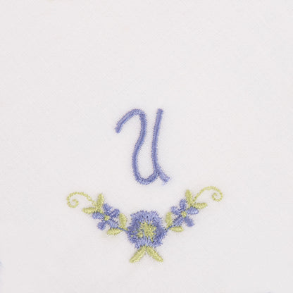 3 Stck Damen-Stofftaschentücher mit Monogramm bestickt - weisses Taschentuch mit blauen Stick