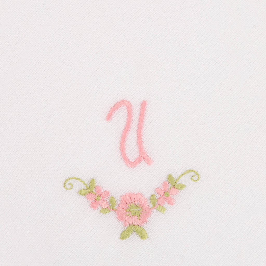 3 Stck Damen-Stofftaschentücher mit Monogramm bestickt - rosa Taschentuch mit rosa Stick