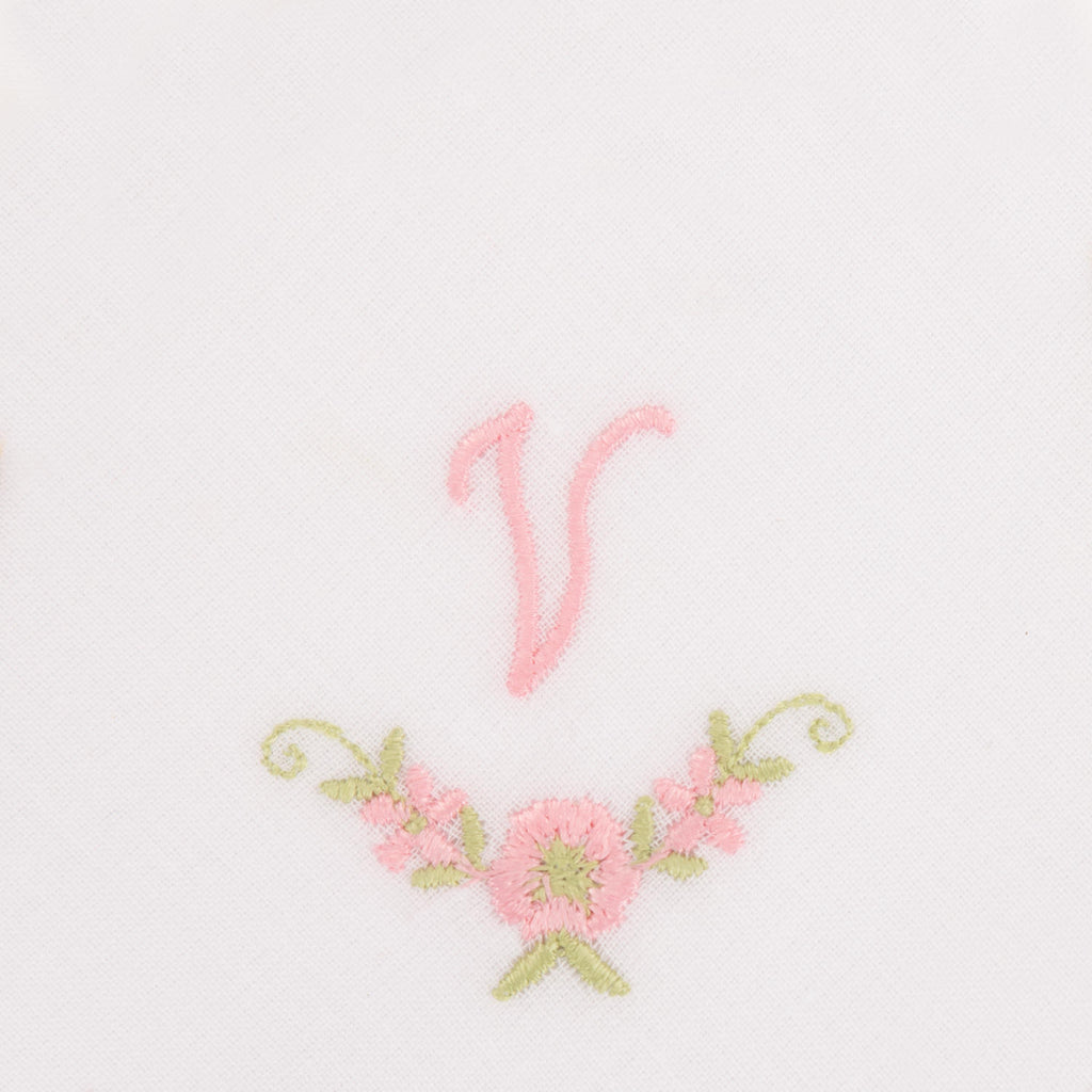 3 Stck Damen-Stofftaschentücher mit Monogramm bestickt - rosa Taschentuch mit rosa Stick
