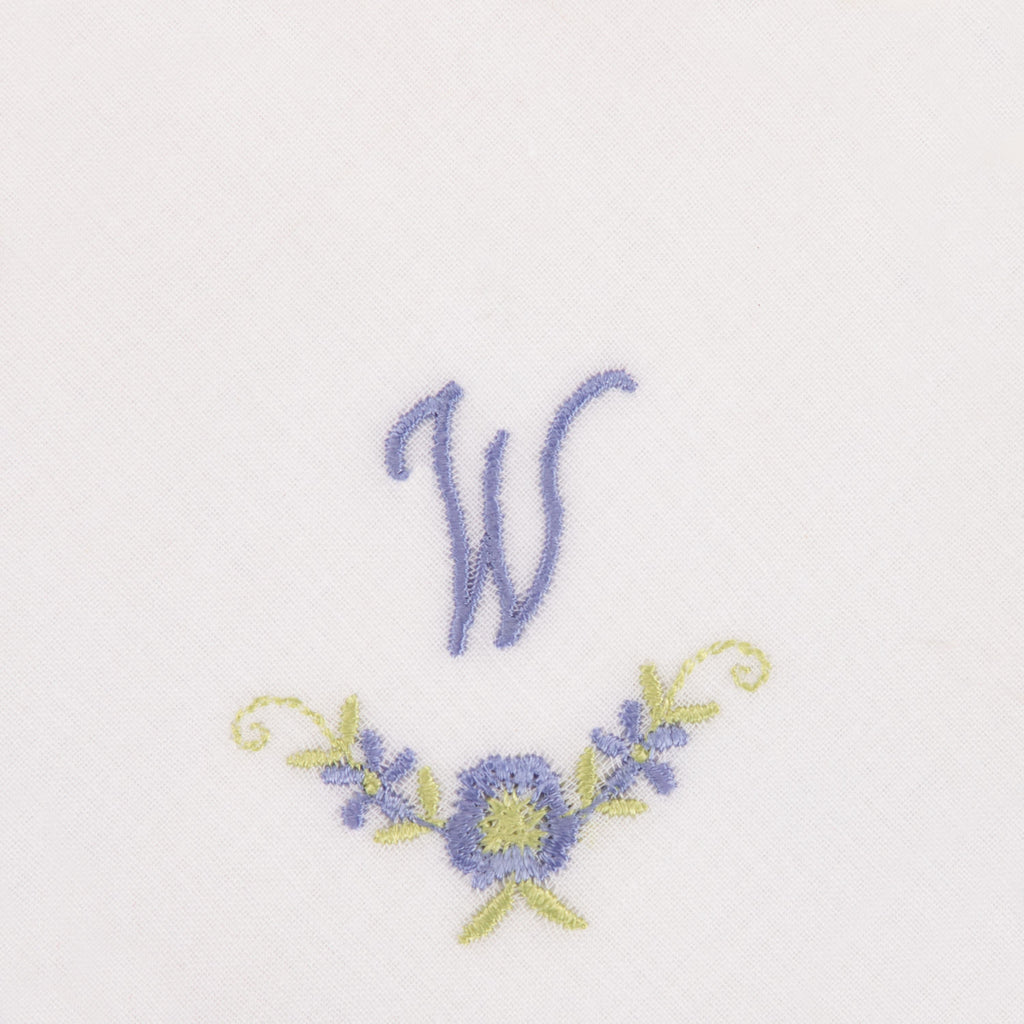 3 Stck Damen-Stofftaschentücher mit Monogramm bestickt - weisses Taschentuch mit blauen Stick