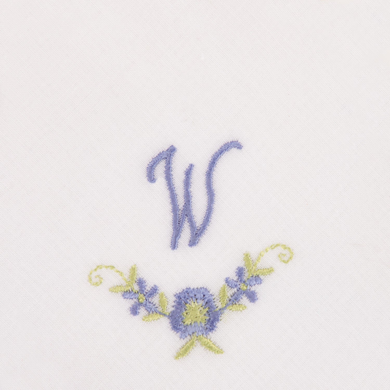 3 Stck Damen-Stofftaschentücher mit Monogramm bestickt - weisses Taschentuch mit blauen Stick
