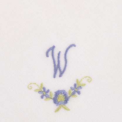 3 Stck Damen-Stofftaschentücher mit Monogramm bestickt - weisses Taschentuch mit blauen Stick