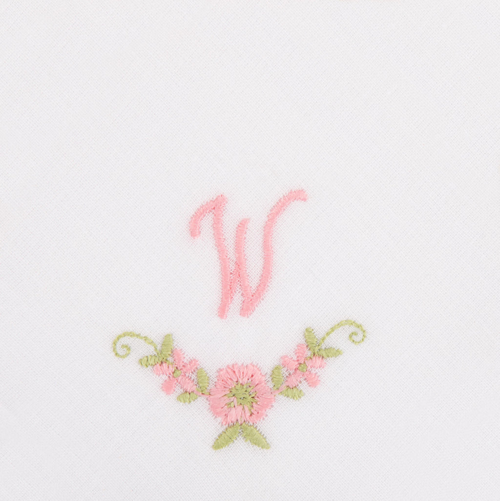 3 Stck Damen-Stofftaschentücher mit Monogramm bestickt - rosa Taschentuch mit rosa Stick