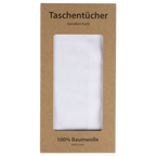 2 handrollierte Stofftaschentücher für Herren | weiß | Echte Handwerkskunst | 40x40cm