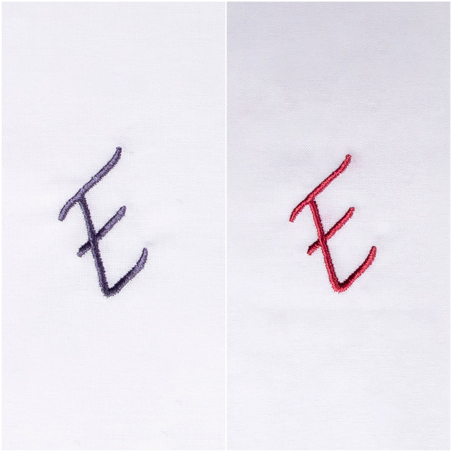 3 Stck Herren Stofftaschentücher mit Monogramm bestickt - mit farbigem Rand und Satinstreifen 100% Baumwolle