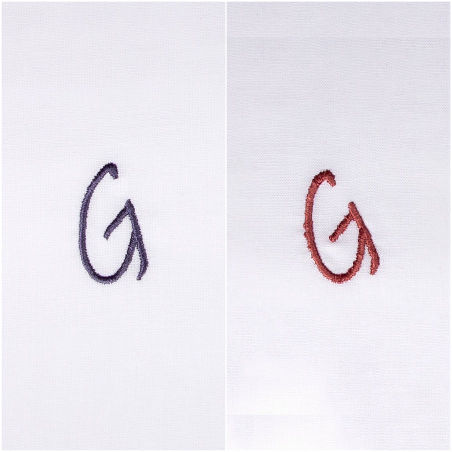 3 Stck Herren Stofftaschentücher mit Monogramm bestickt - mit farbigem Rand und Satinstreifen 100% Baumwolle