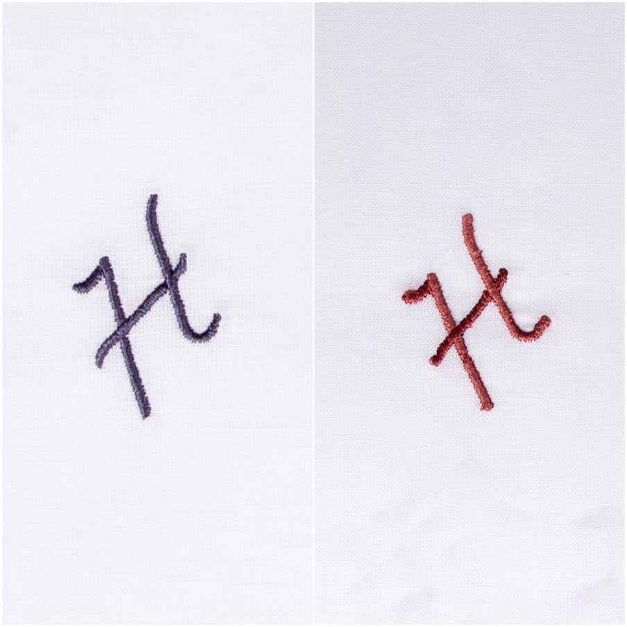 3 Stck Herren Stofftaschentücher mit Monogramm bestickt - mit farbigem Rand und Satinstreifen 100% Baumwolle