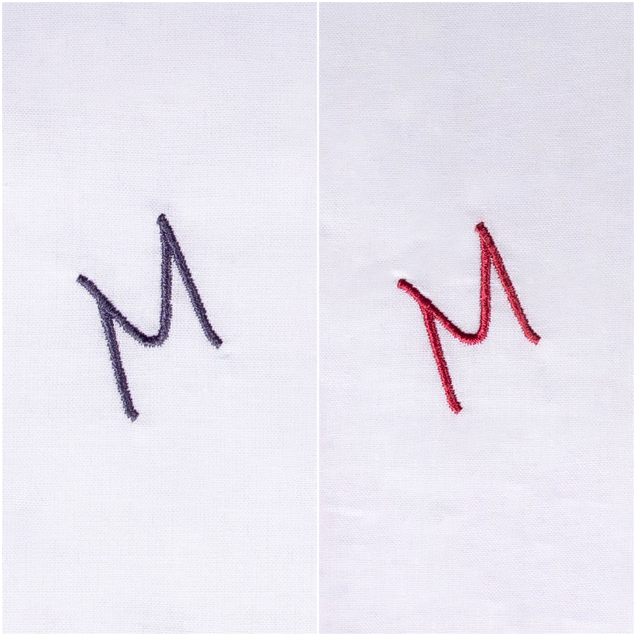 3 Stck Herren Stofftaschentücher mit Monogramm bestickt - mit farbigem Rand und Satinstreifen 100% Baumwolle