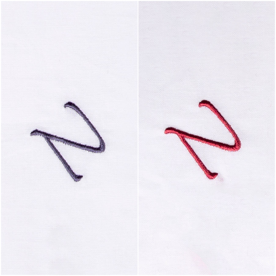 3 Stck Herren Stofftaschentücher mit Monogramm bestickt - mit farbigem Rand und Satinstreifen 100% Baumwolle