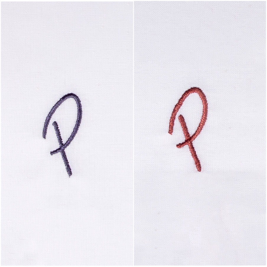 3 Stck Herren Stofftaschentücher mit Monogramm bestickt - mit farbigem Rand und Satinstreifen 100% Baumwolle