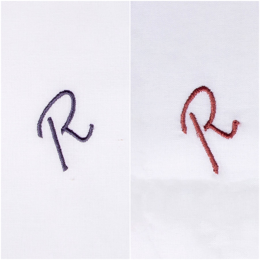 3 Stck Herren Stofftaschentücher mit Monogramm bestickt - mit farbigem Rand und Satinstreifen 100% Baumwolle