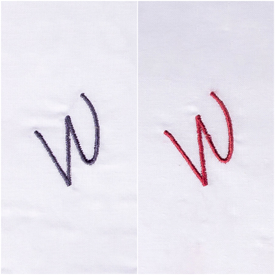 3 Stck Herren Stofftaschentücher mit Monogramm bestickt - mit farbigem Rand und Satinstreifen 100% Baumwolle